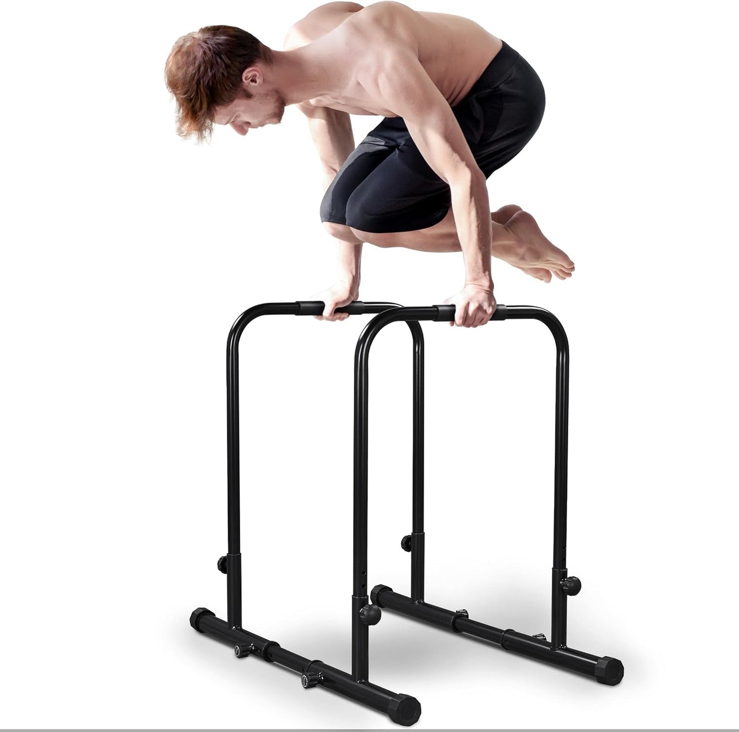 Yaheetech Dip Barre Parallele Fitness Dip Bar Stand Station Regolabile per Calisthenics/Stretching/Addominali in Acciaio Nero