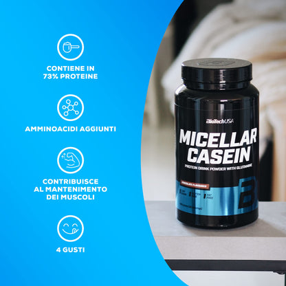 BioTechUSA Micellar Casein in Polvere | Tempo di Assorbimento Esteso | Senza Glutine e Senza Grassi | Aggiunta di L-Glutammina, 908 g, Vaniglia