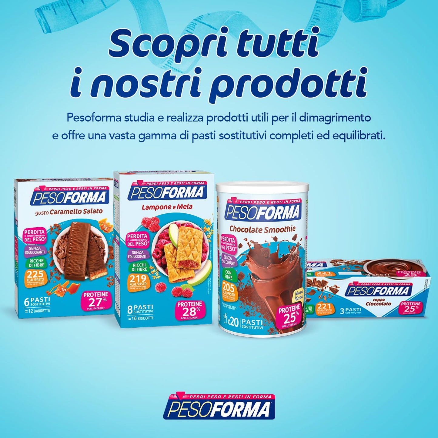 PESOFORMA CHOCO SMOOTHIE, Pasto Sostitutivo per il Controllo del Peso, Smoothie Gustoso che Aiuta a Rimettersi in Forma, Ricco in Proteine e Fibre, Solo 205 Calorie, 20 pasti, 540 gr