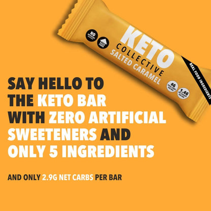 Keto Collective Barrette Cheto | Caramello Salato | 15 x 40g | 2,5g carboidrati netti | Low Carb | Ingredienti Naturali