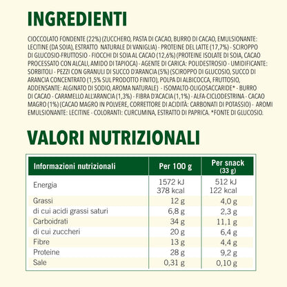 Enervit, Enerzona Protein Snack 40-30-30 Gusto Noir Cioccolato Fondente, 30 Barrette Proteiche da 33gr Dieta a Zona con Proteine del Latte e Fibre, Senza Olio di Palma