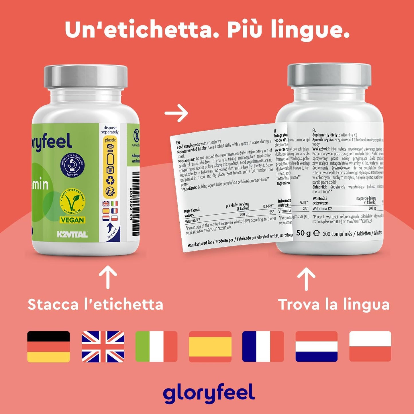 Vitamina K2 MK7, 200 Compresse, Qualità Premium K2VITAL®, 200µg per Compressa ad Alto Dosaggio, Menachinone Premium 99,7+% All Trans MK7, Integratore Vit K2 per Articolazioni & Cartilagini