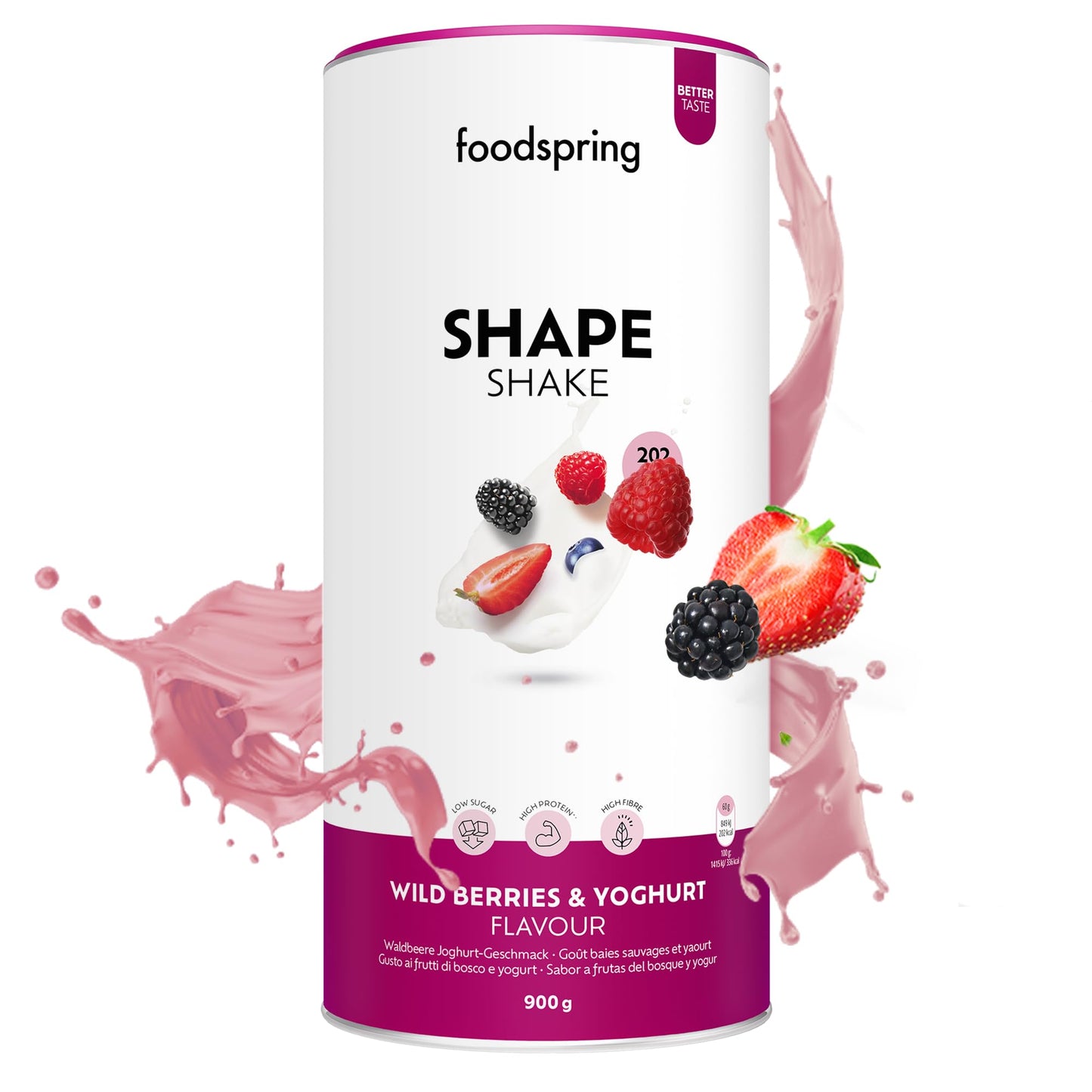 foodspring Shape Shake Bustine Monoporzione, 10 x 60 g, Sostituto pasto per il controllo del peso*, Ricco di proteine, Vitamine e minerali