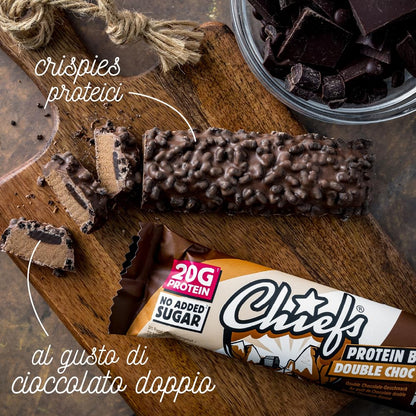 Chiefs® Protein Bar con 20g di proteine e 211kcal • Barretta proteica a basso contenuto di zucchero con molte proteine • 12 x 55g (Crispy Cookie)