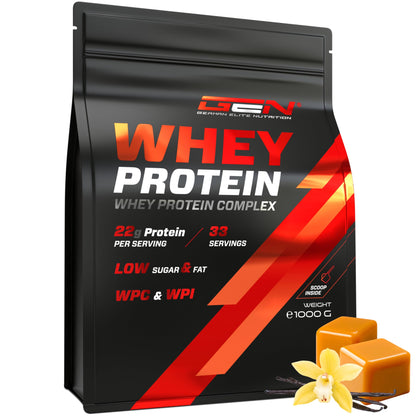 Whey Proteine Complesso - 1000 g (Gelato alla vaniglia) - Con contenuto isolato - Proteine in polvere solubili istantanee con BCAA ed EAA - German Elite Nutrition