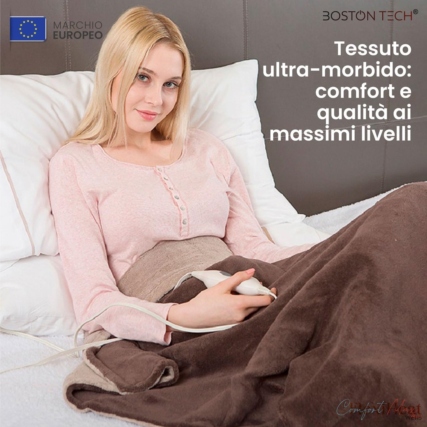 Coperta Termica Doppia Comfortmax | 180 x 130 cm + 9 + Controllo digitale removibile | Riscaldamento rapido + Spegnimento automatico + Protezione contro il surriscaldamento | Lavabile in lavatrice