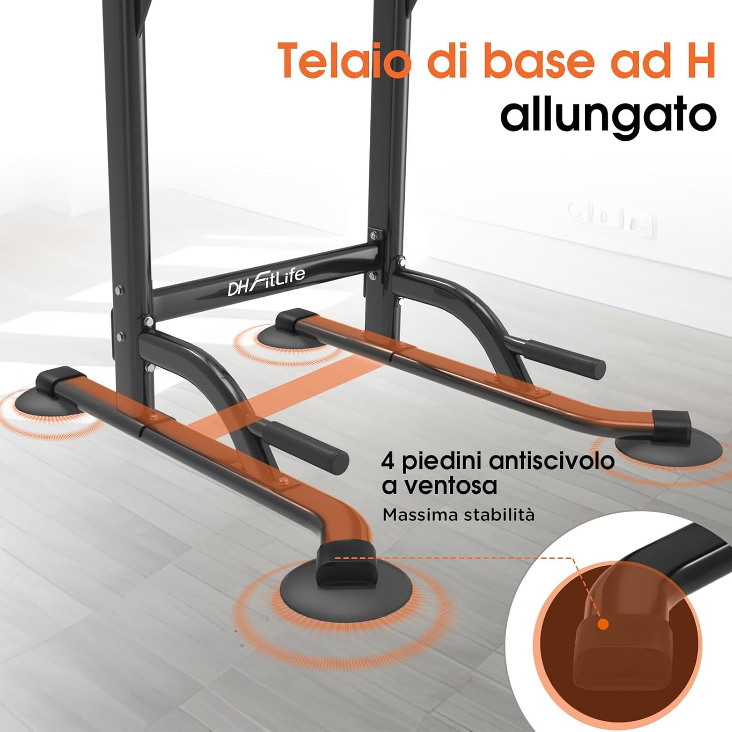 DH FitLife Power Tower Dip Station | Barra per Trazioni Autoportante | Dip Parallele Calisthenics | Stazione Fitness Multifunzionale | Power Rack for Home Gym | Allenamento della Forza a Casa