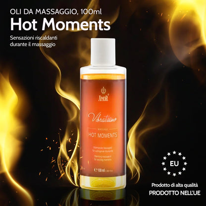 Vibratissimo “Hot Moments”: olio da massaggio riscaldante e lenitivo, 100 ml