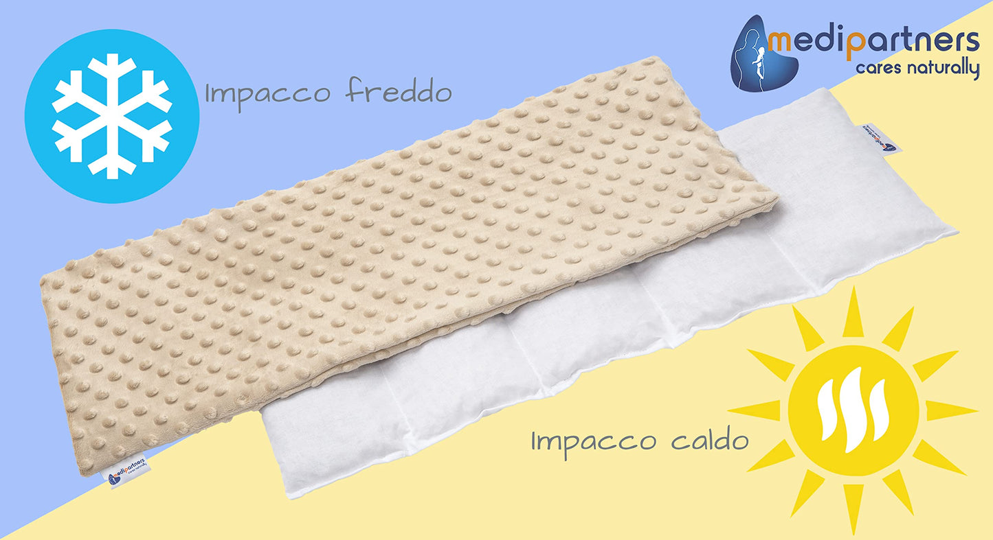 Medi Partners Cuscino Termico noccioli ciliegio 60x20cm 800g 100% Cotone 5 Camere Grande Terapia del freddo Federa sfoderabile (Stelle)