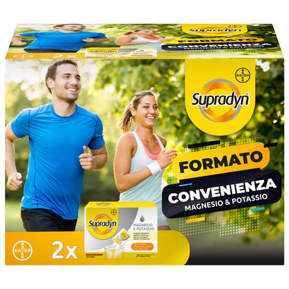 Supradyn Magnesio e Potassio Integratore Multivitaminico con Vitamine B, Vitamina C e Sali Minerali per Stanchezza, Caldo e Sport, 60 Bustine Effervescenti Senza Zucchero, Gusto Arancia