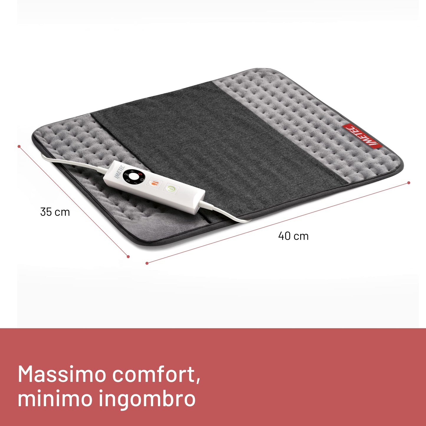 Imetec Intellisense Comfort, Termoforo multiuso, Cuscino termico, Per schiena e addome, Tasca per mani, Rapido riscaldamento, Tessuto anallergico, 5 temperature, Electro block di sicurezza, Lavabile