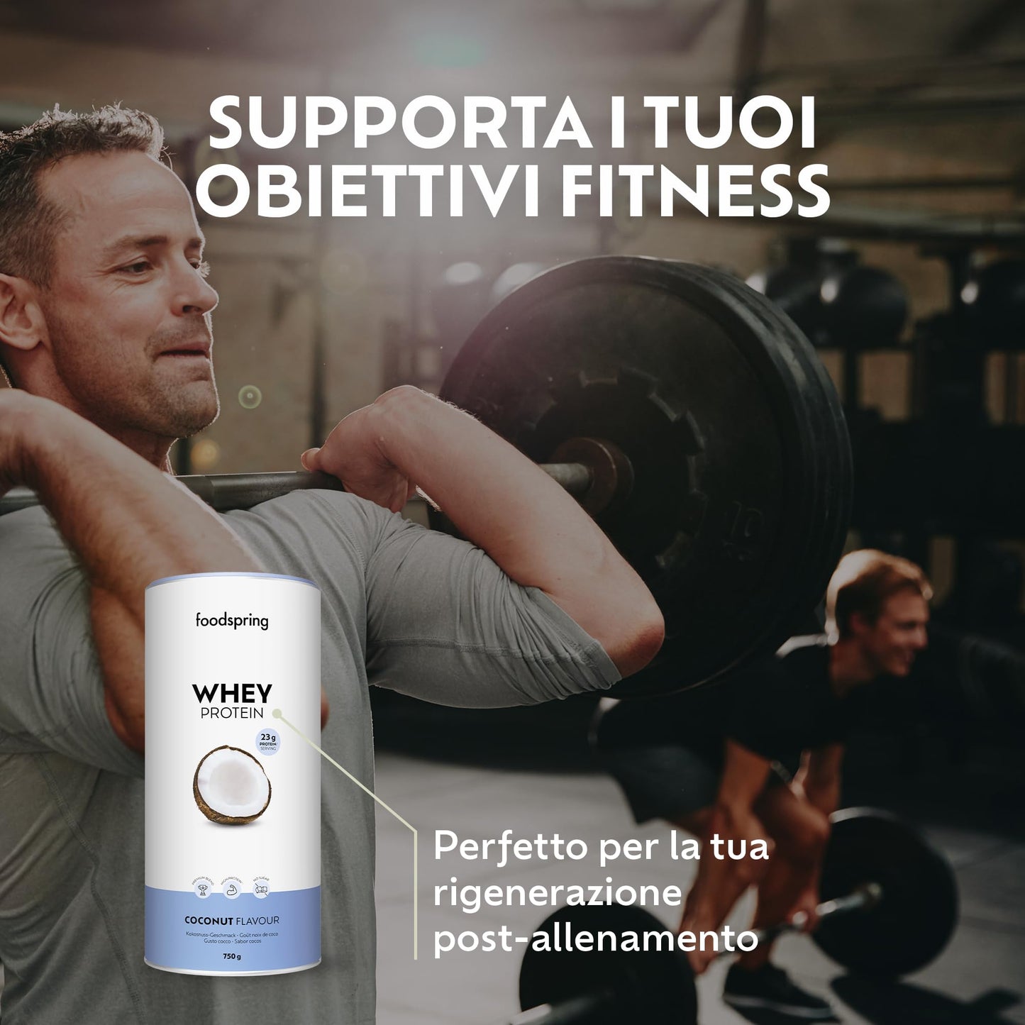 foodspring - Proteine Whey in polvere Cioccolato - Con 21 g di proteine per l'aumento muscolare, perfetta solubilità, ultra-filtrate & ricche di BCAA ed EAA - gusto pieno e delizioso (750 g)