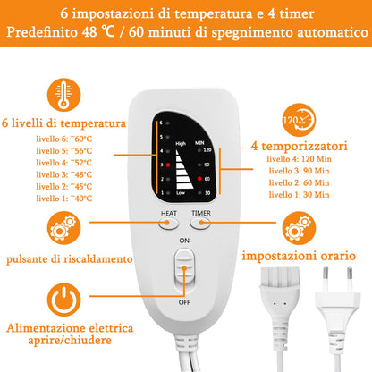 Termoforo Elettrico,Termoforo per schiena, collo, spalle e addome con spegnimento automatico, flanella morbida (Grigio Scuro, 30x60cm)