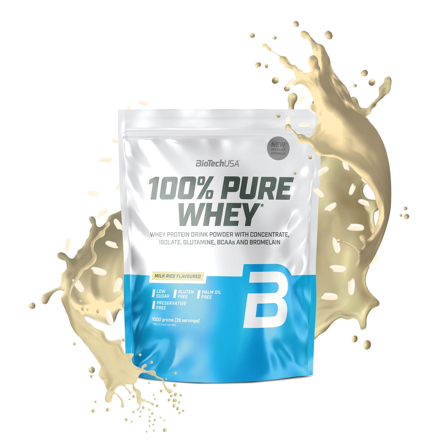 BioTechUSA 100% Pure Whey Complesso proteico del siero di latte con bromelina, aminoacidi, senza zuccheri aggiunti, senza olio di palma e con edulcorante, 1 kg, Cioccolato