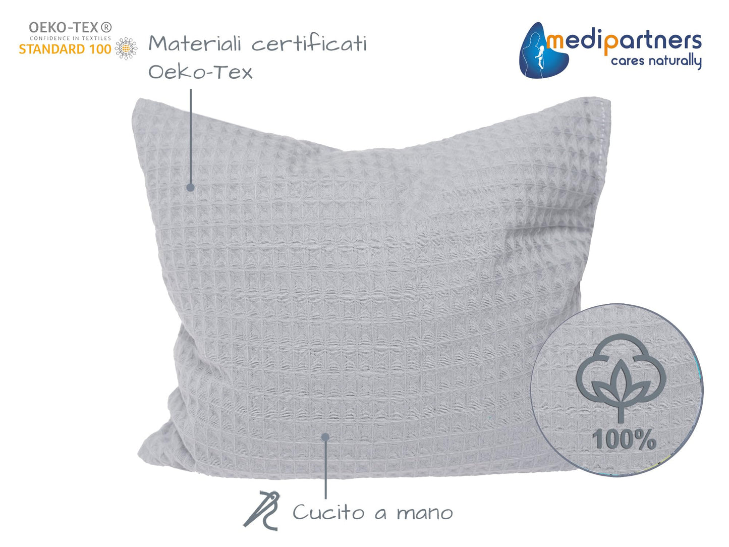 Medi Partners Cuscino termico con noccioli di ciliegia grande 500g rettangolare 20x25cm 100% cotone per terapia del freddo e del calore