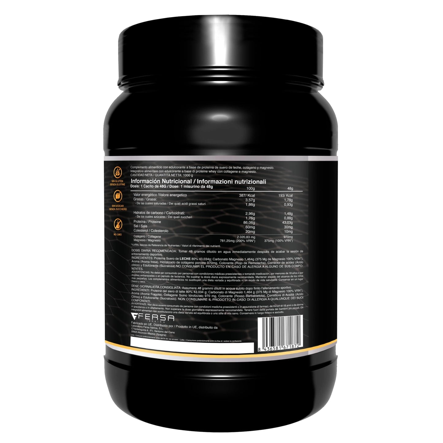 Healthy FUSION Whey protein 100% pura | Proteine whey + collagene + magnesio | Proteine del siero di latte isolate per lo sviluppo muscolare | Massa muscolare pulita | 1000 g (Cioccolato)