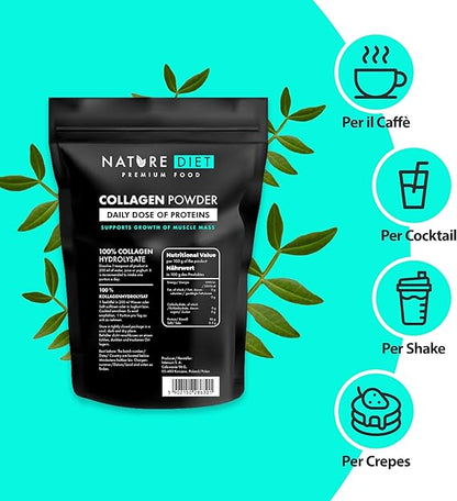 Nature Diet - Polvere di collagene 600 g | Idrolizzato | Non aromatizzato | Peptidi di collagene | Fonte di proteine