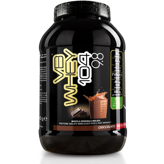 NET Integratori VB WHEY 104 9.8 Optipep - 900g Cioccolato - Proteine Isolate Idrolizzate per via Enzimatica Con EAA e BCAA - Massimizza Sintesi Proteica, Crescita e Mantenimento Muscolare