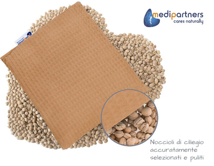 Medi Partners Cuscino termico con noccioli di ciliegia grande 500g rettangolare 20x25cm 100% cotone per terapia del freddo e del calore