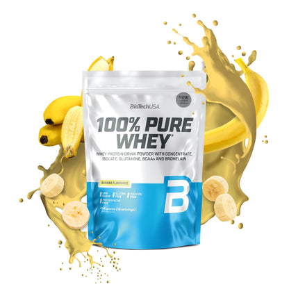 BioTechUSA 100% Pure Whey Complesso proteico del siero di latte con bromelina, aminoacidi, senza zuccheri aggiunti, senza olio di palma e con edulcorante, 1 kg, Cioccolato