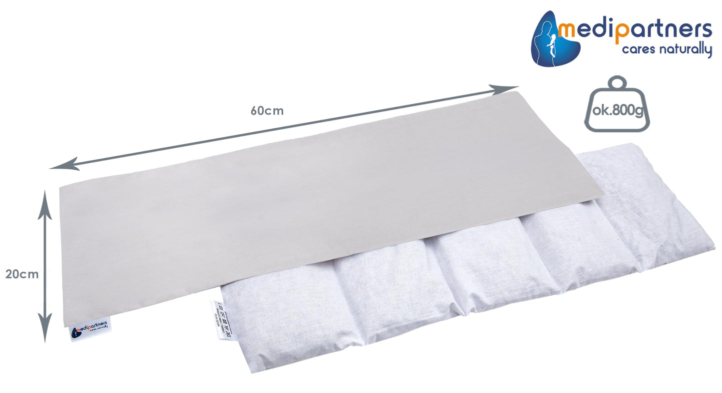 Medi Partners Cuscino Termico noccioli ciliegio 60x20cm 800g 100% Cotone 5 Camere Grande Terapia del freddo Federa sfoderabile (Stelle)