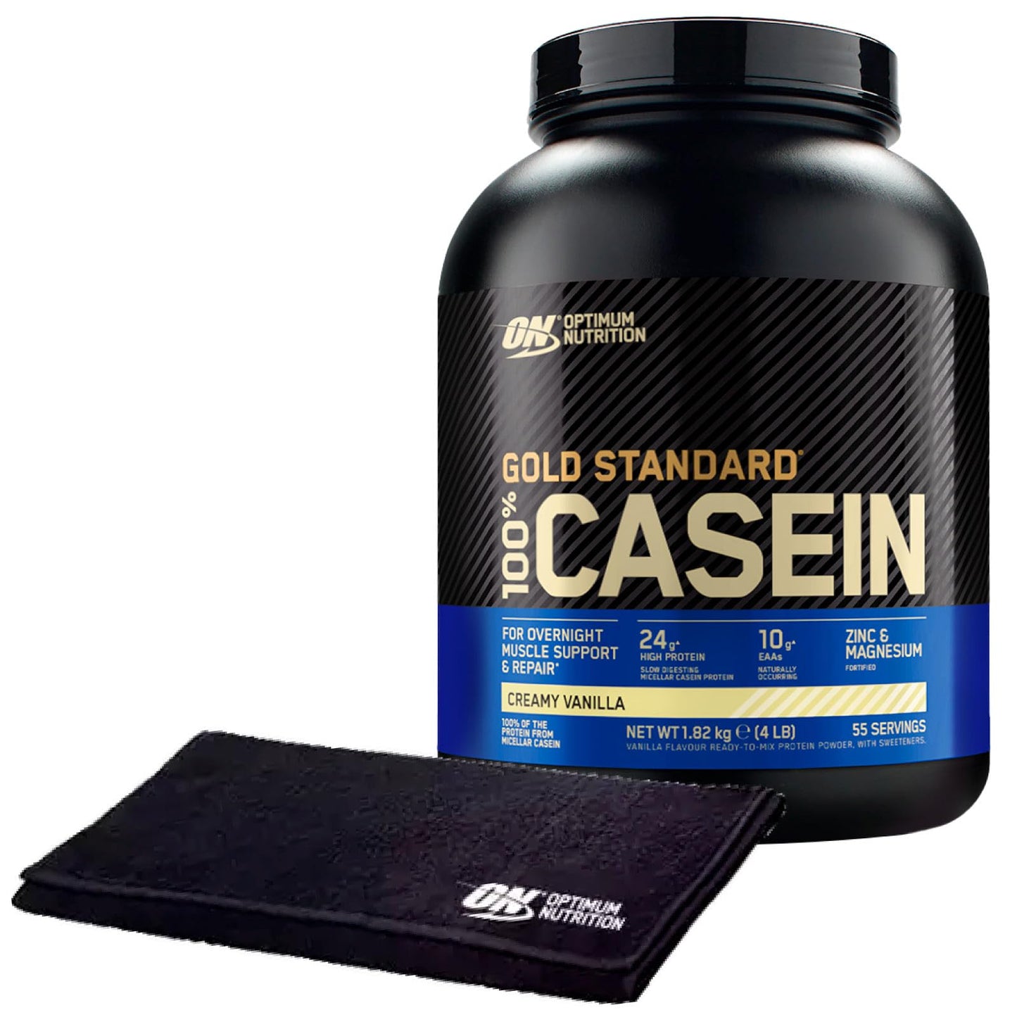 Optimum Nutrition Gold Standard 100% Casein Proteine di Caseina in Polvere a Rilascio Graduale Durante la Notte con Zinco e Magnesio Gusto Crema alla Vaniglia 55 Porzioni 1,82Kg + Shaker