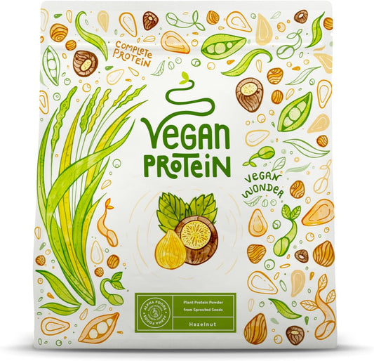 Proteine in Polvere Vegane | Gusto Nocciola | 19g Proteine | Proteine Vegetali Isolate in Polvere di Pisello, Riso e Girasole | Massa Muscolare | 600g Vegan Protein Powder | Alpha Foods