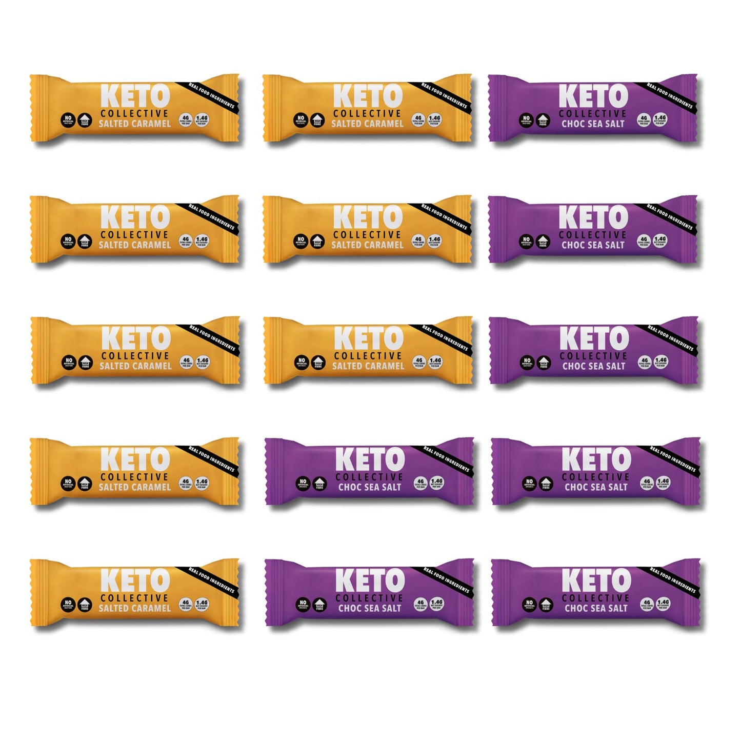 Keto Collective Barrette Cheto | Caramello Salato | 15 x 40g | 2,5g carboidrati netti | Low Carb | Ingredienti Naturali