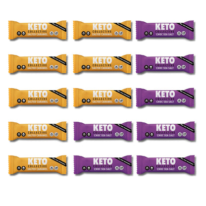 Keto Collective Barrette Cheto | Caramello Salato | 15 x 40g | 2,5g carboidrati netti | Low Carb | Ingredienti Naturali