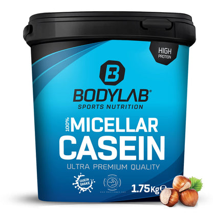 Bodylab24 Casein Micellar Fragola 1750g, 100% caseina pura, ricca di aminoacidi BCAA, lunga sensazione di sazietà, supporta la costruzione muscolare, ideale durante una dieta proteica