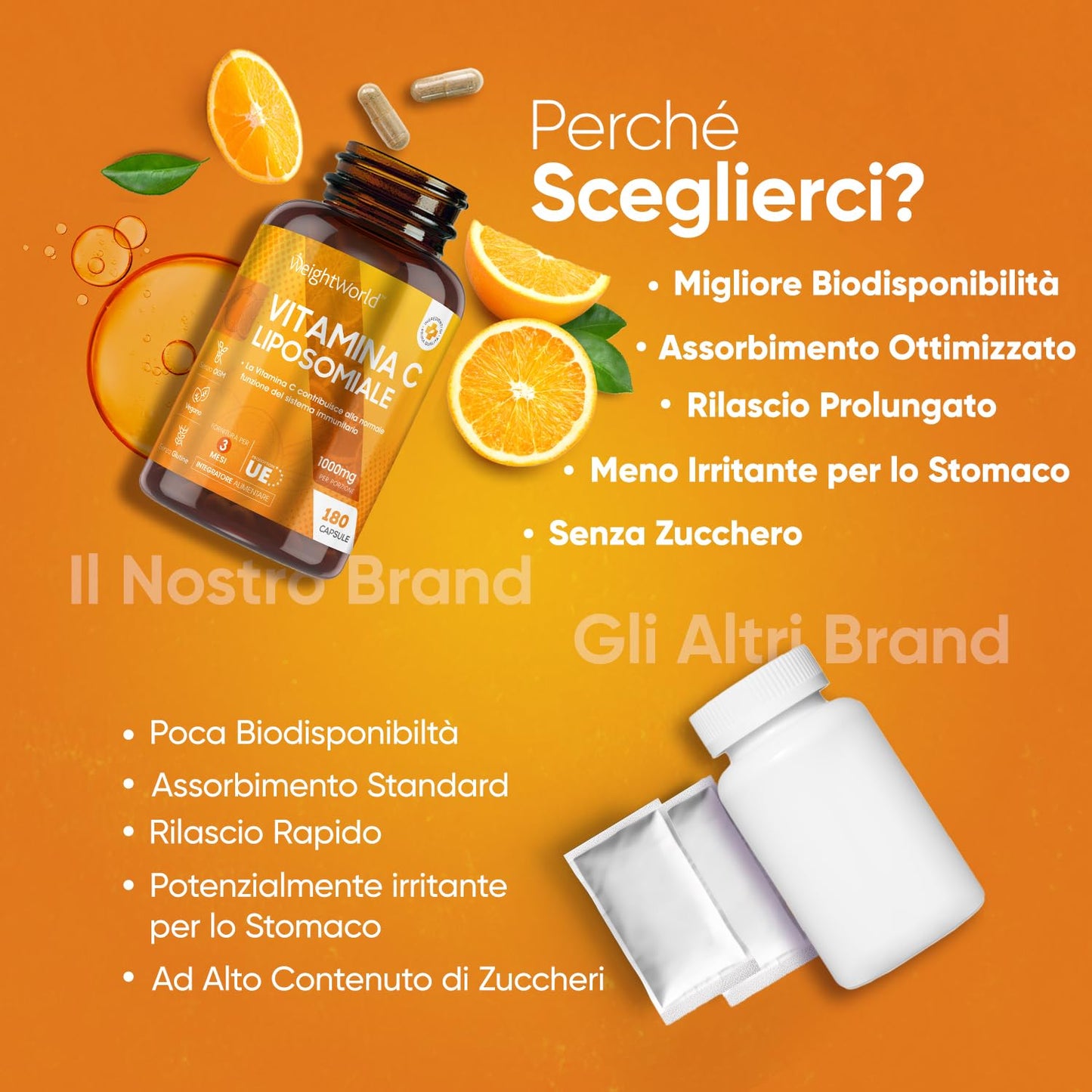 Vitamina C Liposomiale, Sistema Immunitario, Ossa, Pelle, Stanchezza, Vitamina C Pura 180 Capsule, Vitamina C 1000mg Vegan, Vit C Liposomiale Acido Ascorbico 3 Mesi, Vitamina C Naturale Alto Dosaggio