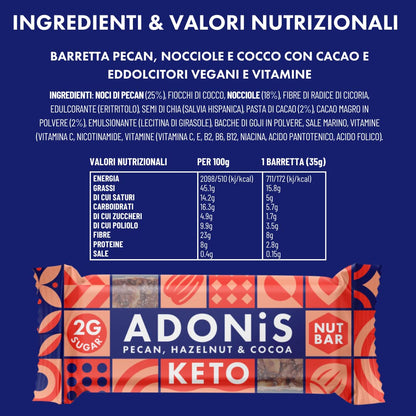 Confezione Mista di Barrette Keto Adonis | 16 Barrette| Vegano & 100% Naturale | Senza Glutine, Senza Zuccheri, Senza Olio di Palma, Senza Lattosio | Snack Dieta Chetogenica