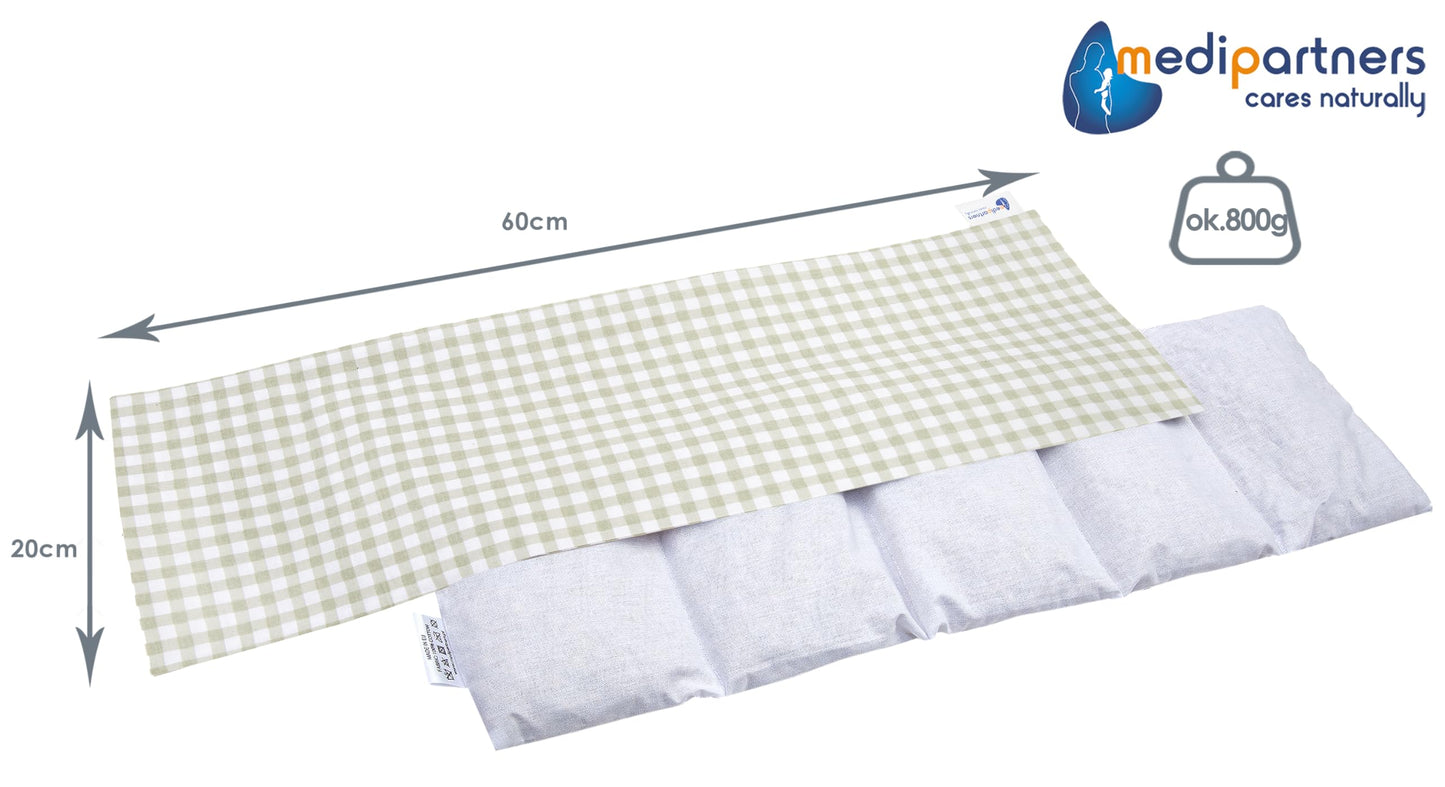 Medi Partners Cuscino Termico noccioli ciliegio 60x20cm 800g 100% Cotone 5 Camere Grande Terapia del freddo Federa sfoderabile (Stelle)