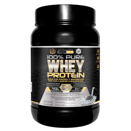 Healthy FUSION Whey protein 100% pura | Proteine whey + collagene + magnesio | Proteine del siero di latte isolate per lo sviluppo muscolare | Massa muscolare pulita | 1000 g (Cioccolato)