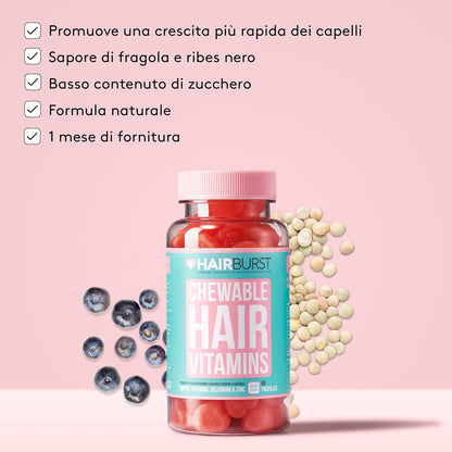 HAIR BURST Gomme Vitaminiche per Capelli Biotina per capelli più Lunghi e Spessi - Aggiunta di Zinco, Vitamina C e Selenio - Fornitura per 1 Mese (Confezione da 60 Caramelle Gommose)