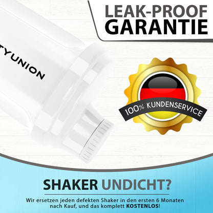 AMITYUNION Shaker per proteine 300 ml Heaven a prova di perdite, senza BPA con setaccio cliccabile e scala per frullati cremosi di siero di latte, shaker per proteine, originale in Fumo nero