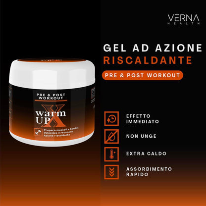 VERNA WarmUP X - Gel Riscaldante Sportivo - Prepara Muscoli e Articolazioni - Favorisce il Recupero - Extra forte - 100ml