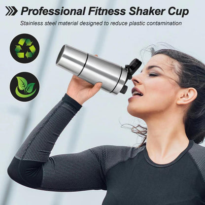 ROCKY&CHAO Shaker per Proteine Bottiglia in Acciaio Inossidabile Bottiglia di proteine Coppa Sport 700 ml + 200 ml（Acciaio inossidabile）