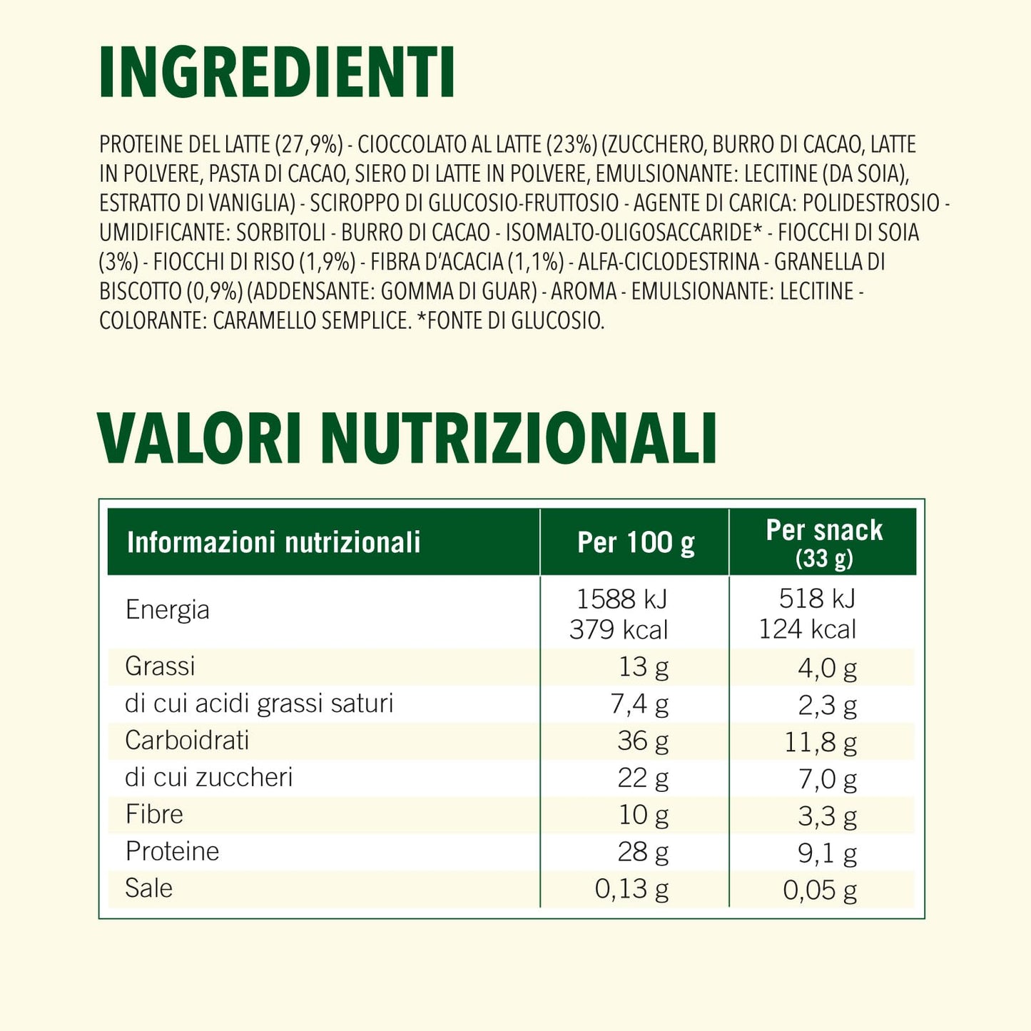 Enervit, Enerzona Protein Snack 40-30-30 Gusto Pistacchio, 10 Barrette Proteiche da 33gr Dieta a Zona con Proteine del Latte e Fibre, per Mantenere il Tono Muscolare, Senza Olio di Palma