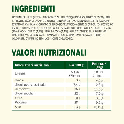 Enervit, Enerzona Protein Snack 40-30-30 Gusto Pistacchio, 10 Barrette Proteiche da 33gr Dieta a Zona con Proteine del Latte e Fibre, per Mantenere il Tono Muscolare, Senza Olio di Palma