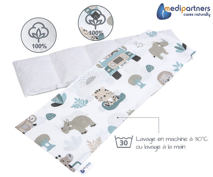 Medi Partners Cuscino Termico noccioli ciliegio 60x20cm 800g 100% Cotone 5 Camere Grande Terapia del freddo Federa sfoderabile (Stelle)