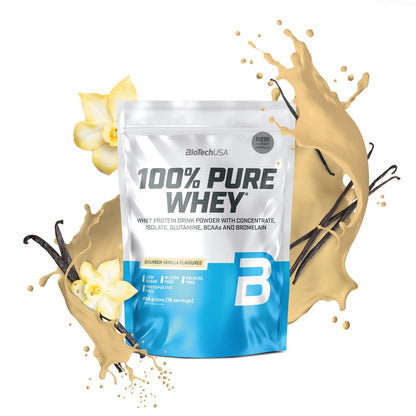 BioTechUSA 100% Pure Whey Complesso proteico del siero di latte con bromelina, aminoacidi, senza zuccheri aggiunti, senza olio di palma e con edulcorante, 1 kg, Cioccolato