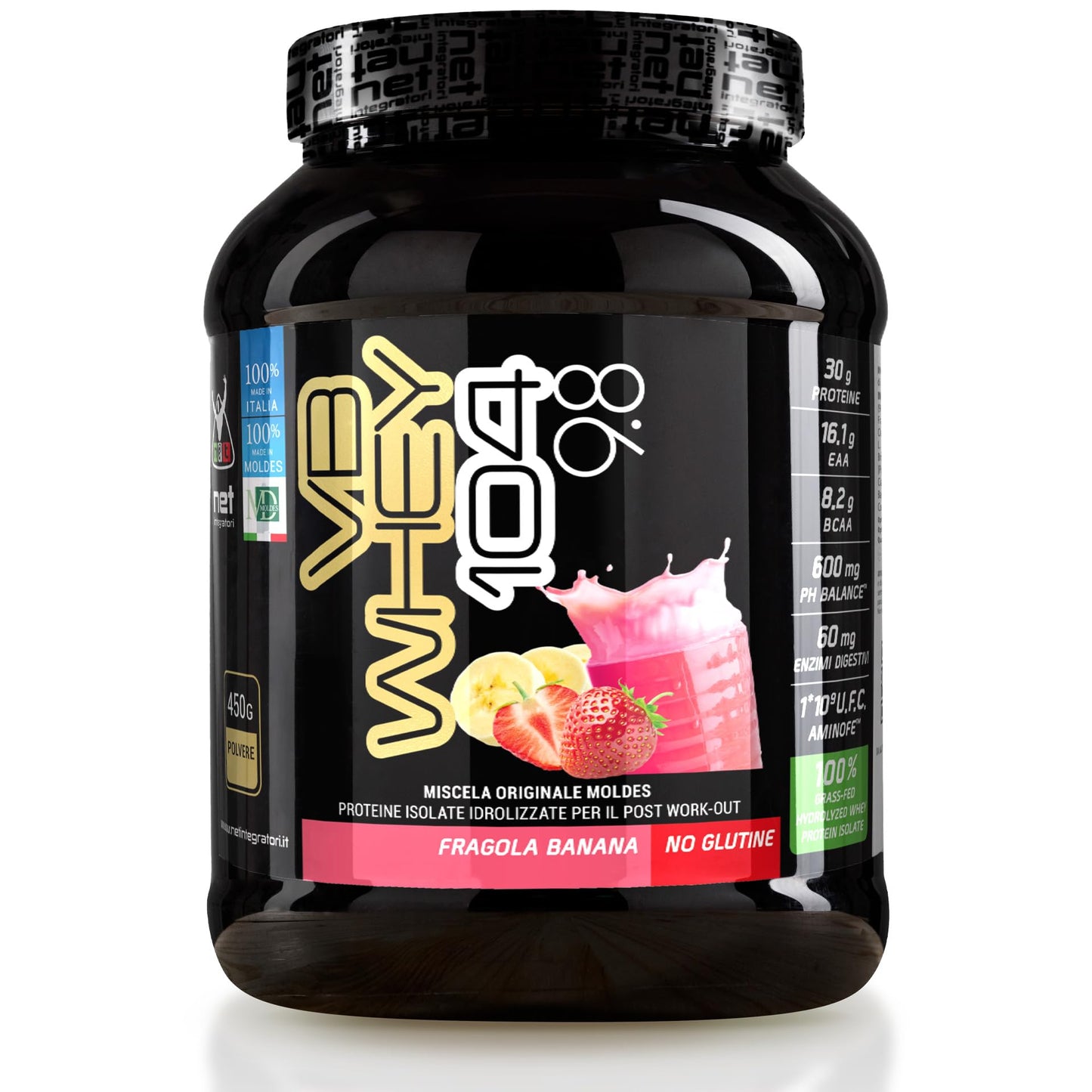 NET Integratori VB WHEY 104 9.8 Optipep - 450g Cioccolato - Proteine Isolate Idrolizzate per via Enzimatica Con EAA e BCAA - Massimizza Sintesi Proteica, Crescita e Mantenimento Muscolare