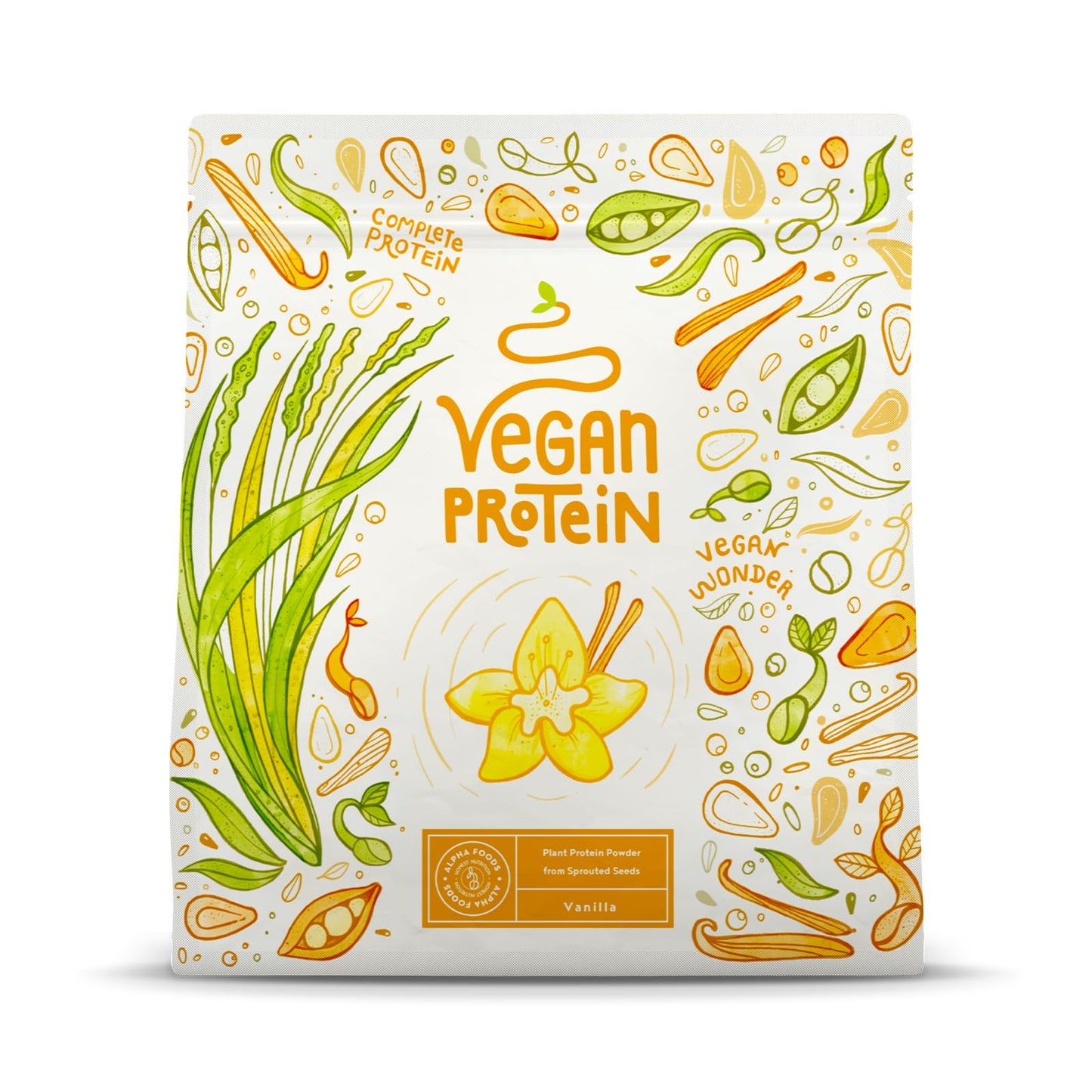 Proteine in Polvere Vegane | Gusto Cioccolato | 21g Proteine | Proteine Vegetali Isolate in Polvere di Pisello, Riso, Girasole e Soia | Massa Muscolare | 1.2kg Vegan Protein Powder | Alpha Foods