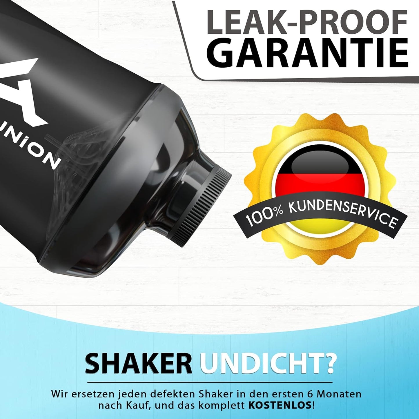 AMITYUNION Shaker per proteine - L'ORIGINALE Senza BPA con setaccio, scala per frullati di siero di latte cremosi, tazze Gym Deluxe per isolati e concentrati sportivi, (Tazza fumogena nera)