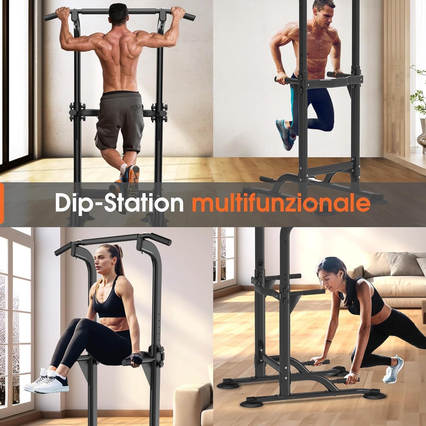 DH FitLife Power Tower Dip Station | Barra per Trazioni Autoportante | Dip Parallele Calisthenics | Stazione Fitness Multifunzionale | Power Rack for Home Gym | Allenamento della Forza a Casa