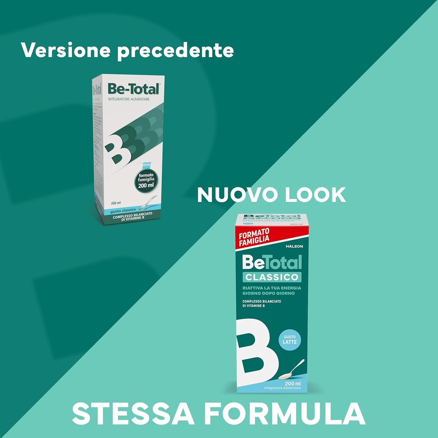 Be-Total Classico Integratore Alimentare di Vitamina B Riattiva l’Energia, Riduce la Stanchezza, Supporta il Sistema Immunitario, Bambini 3+ e Adulti, Gusto Latte, 200ml