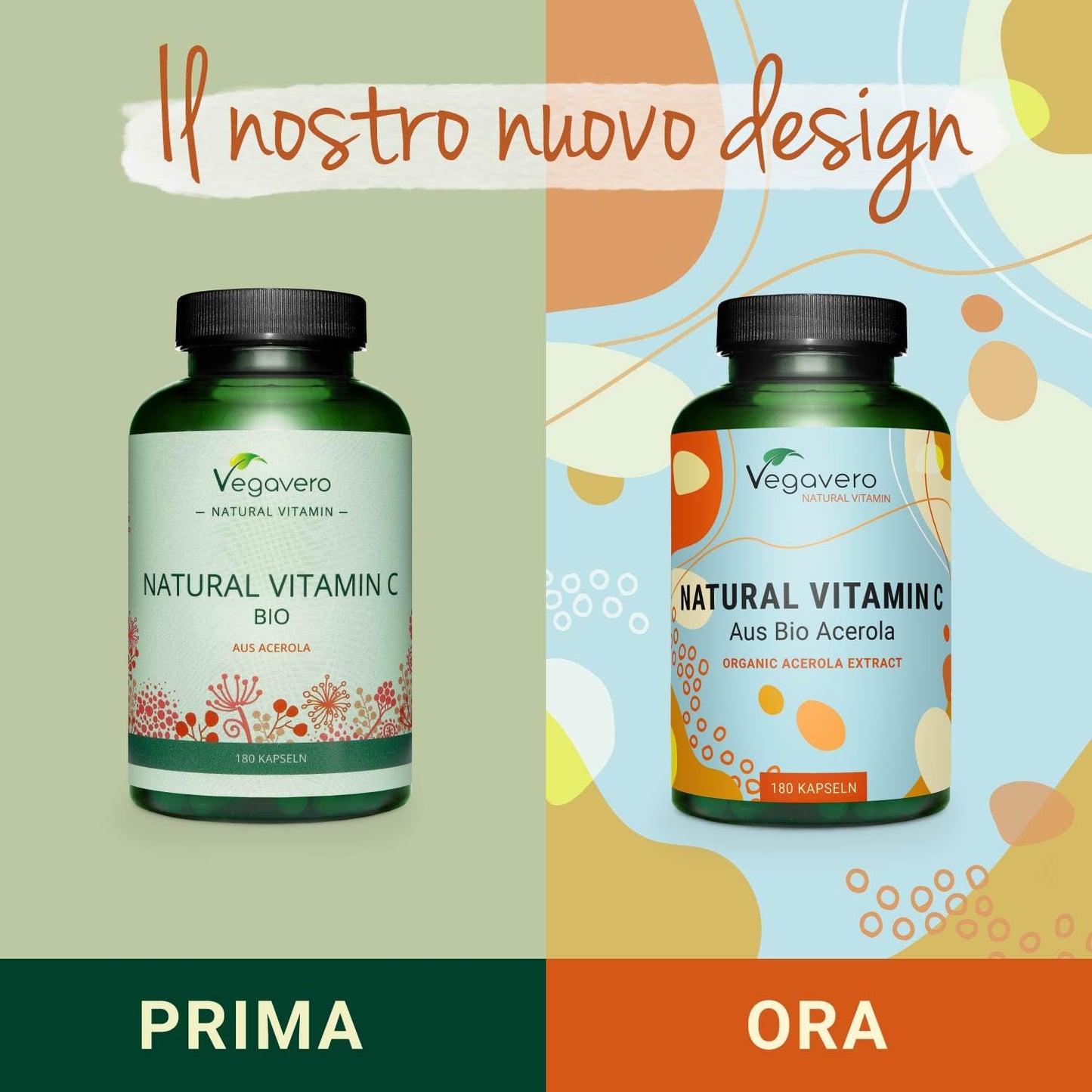 Vitamina C Naturale BIO | 1060 mg di Acerola | L’unica Biologica e Senza Additivi | Integratore per Sistema Immunitario e Antiossidante | 180 capsule | Vegan