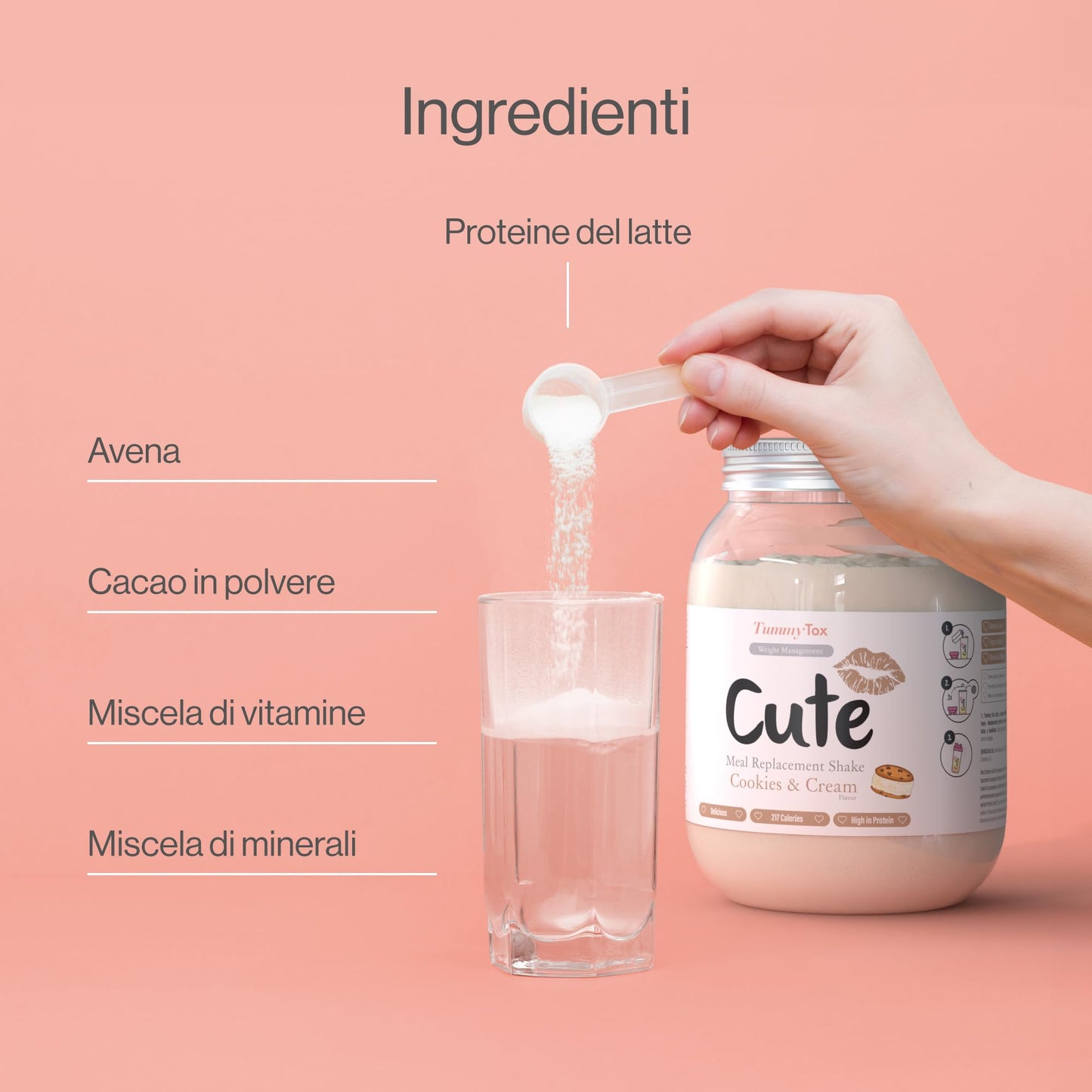 Cute Nutrition Frullato Sostitutivo del Pasto al Cioccolato - Shake Dietetico con Vitamine - Confezione da 500g con E-book Gratis di TummyTox