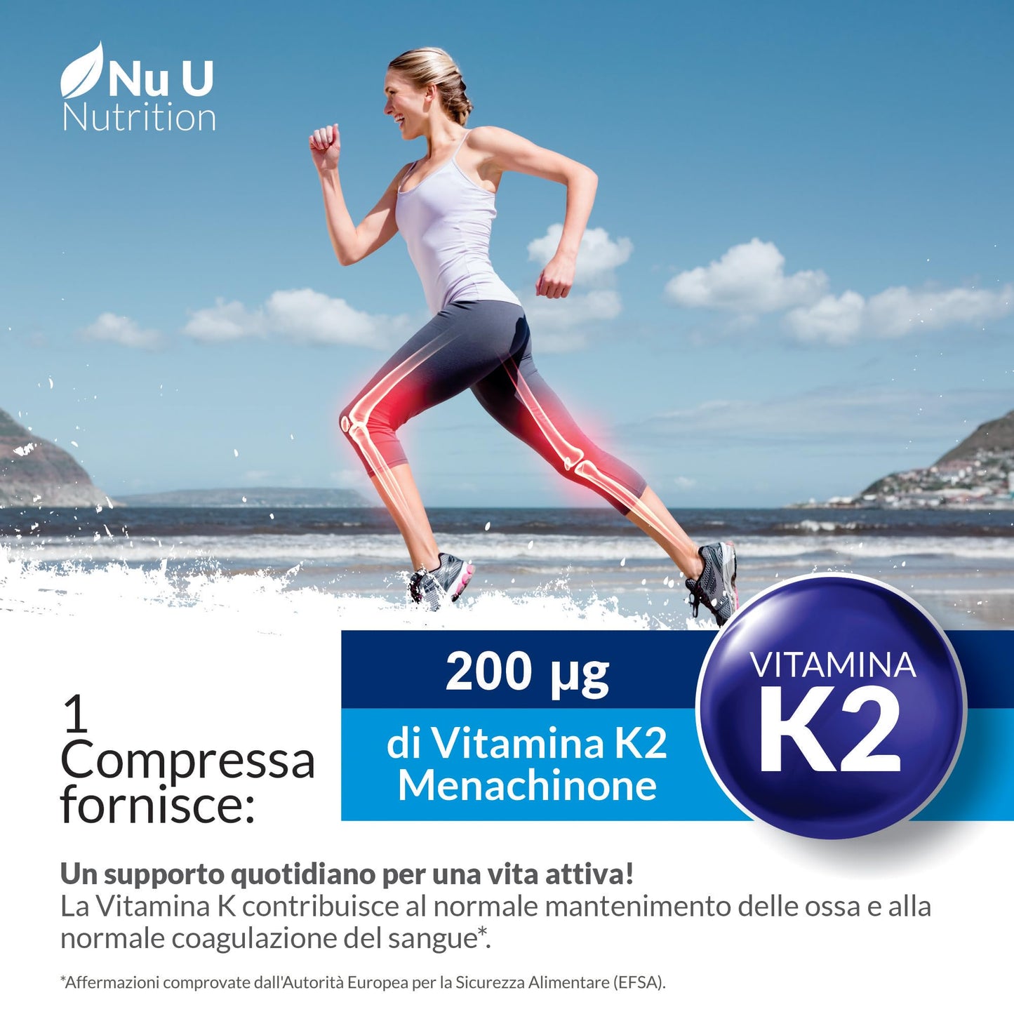 Vitamina K2 MK7 200mcg - 365 Compresse Vegane - 1 Anno di Scorta - Vit K2 Menachinone MK-7 - Nu U Nutrition